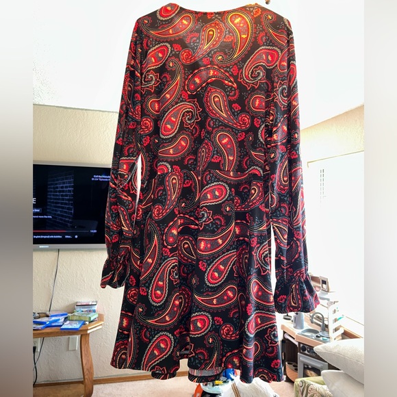 Wrangler Retro Size Extra Large Bell Sleeves Dress Americana Paisley Long Sleeve - Picture 2 of 3